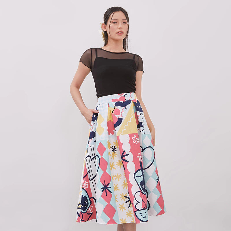 LEORA FLARE SKIRT - KHAOYAI PINK