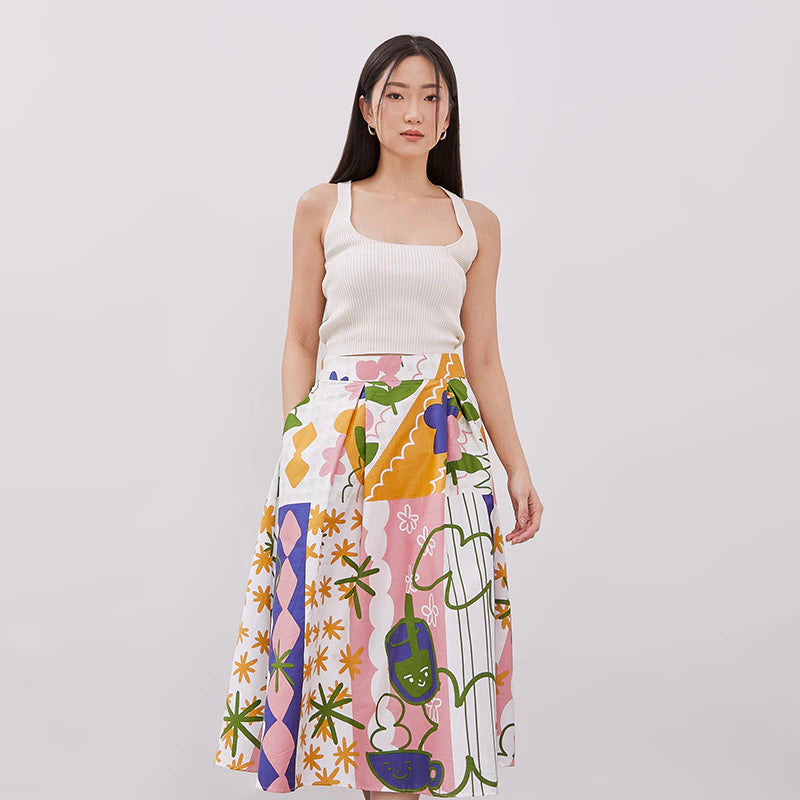 LEORA FLARE SKIRT - KHAOYAI ORANGE